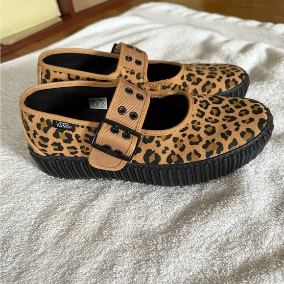 Vans Mary Jane Creeper Shoe Grunge Core Tan Leopard - Picture 4 of 7